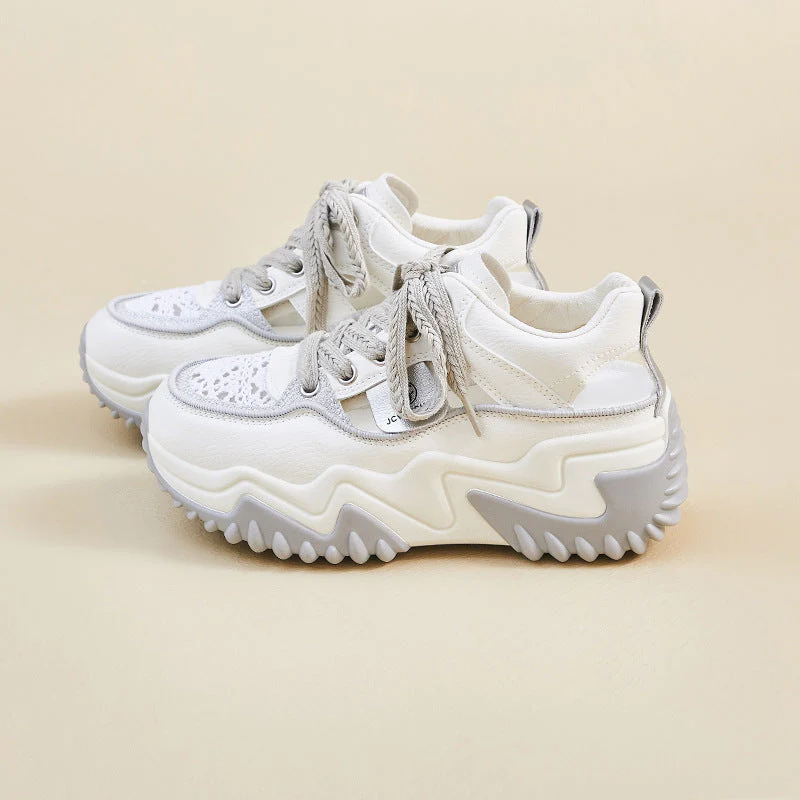 Heidi-Mode | Damen Atmungsaktive Vulkanisierte Plateau-Sneaker mit Dickem Boden - Image 14