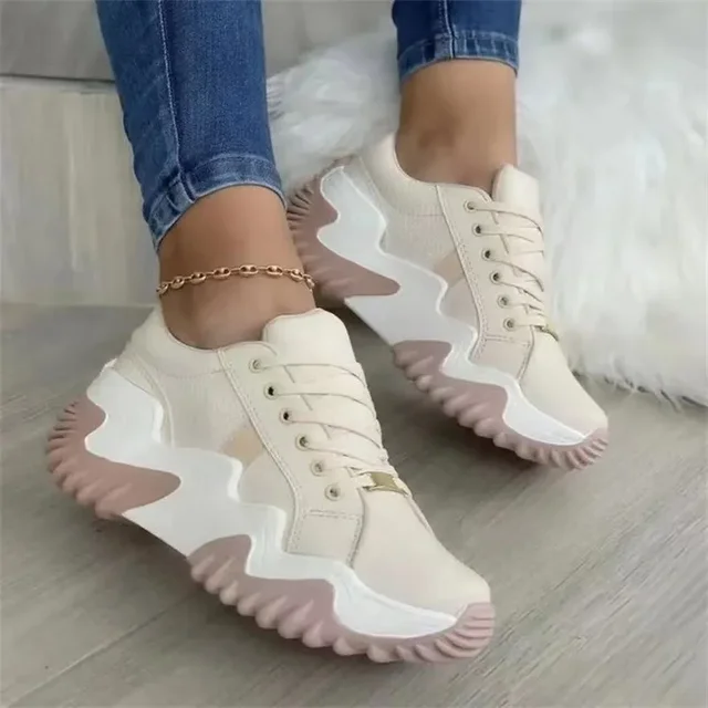 Heidi-Mode | Damen Atmungsaktive Vulkanisierte Plateau-Sneaker mit Dickem Boden - Image 7