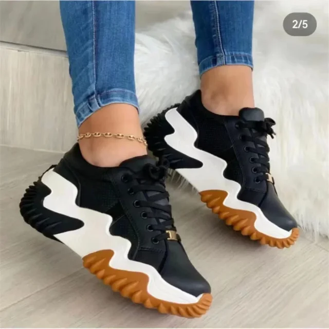 Heidi-Mode | Damen Atmungsaktive Vulkanisierte Plateau-Sneaker mit Dickem Boden - Image 8