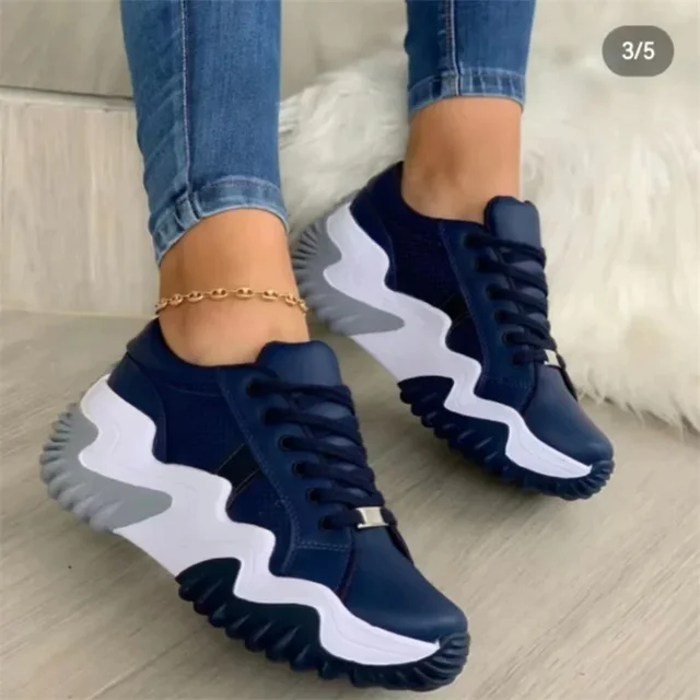 Heidi-Mode | Damen Atmungsaktive Vulkanisierte Plateau-Sneaker mit Dickem Boden - Image 9