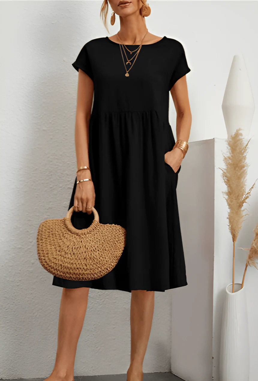 Heidi-Mode | Damen Baumwoll Leinen Midi Kleid - Image 4