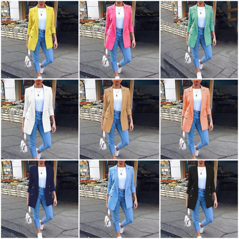 Heidi-Mode | Damen Blazer Eleganter Longblazer mit 3/4 Ärmeln, Ideal für Business Looks