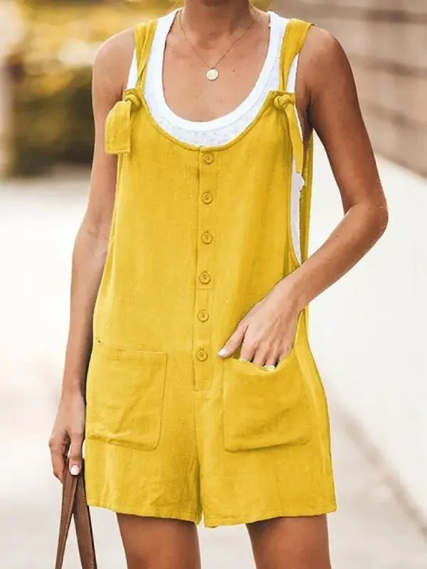Heidi-Mode | Damen Daisy Baumwolle Leinen Latzshorts - Image 2