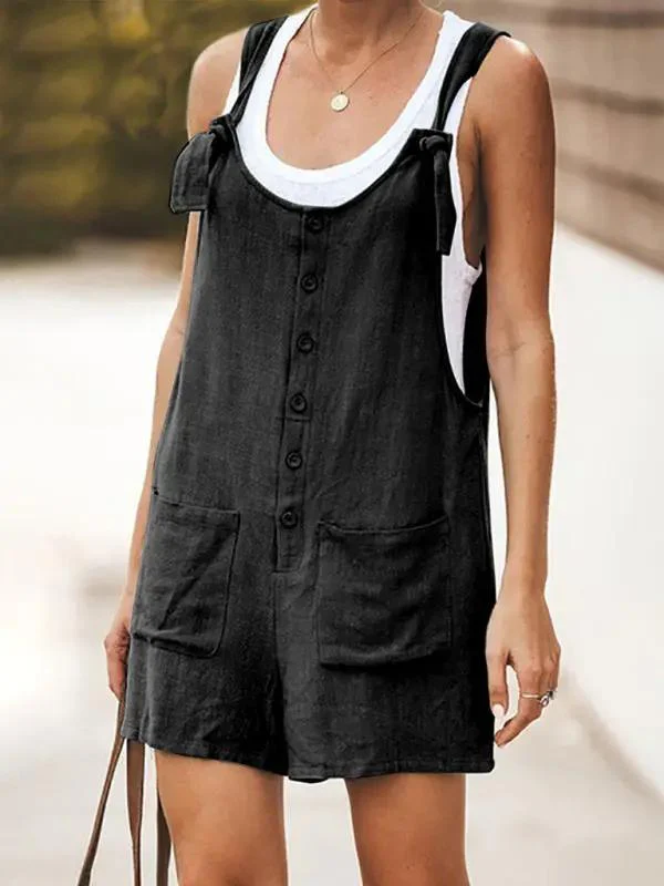 Heidi-Mode | Damen Daisy Baumwolle Leinen Latzshorts - Image 5