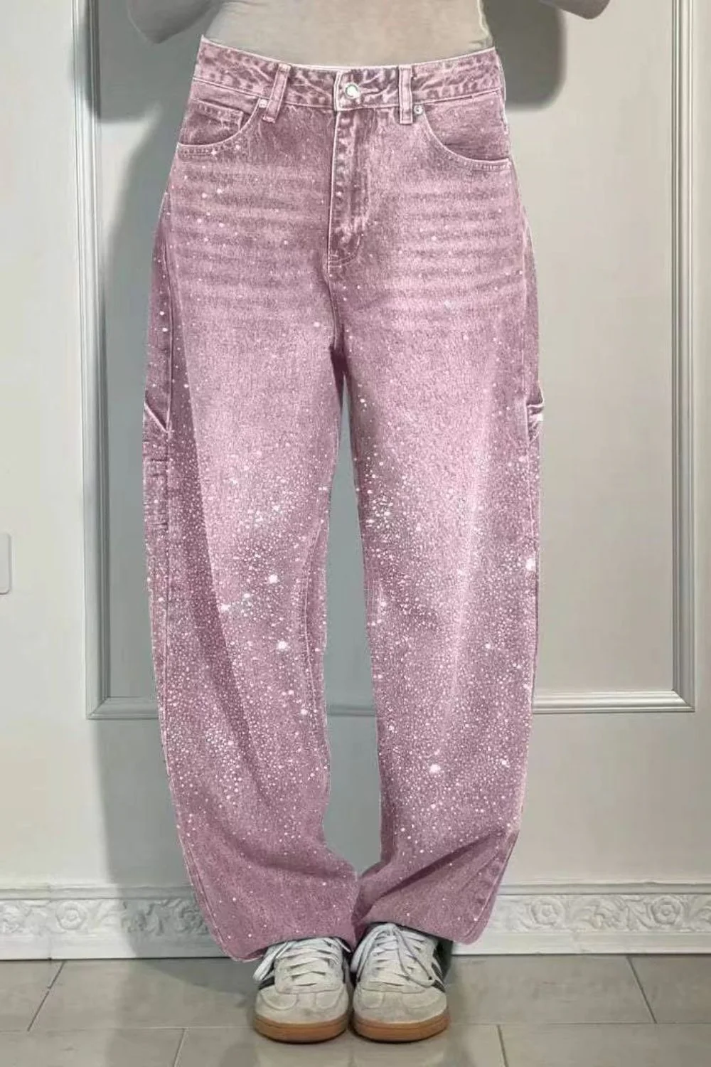Heidi-Mode | Damen Gewaschene Jeans mit Strassdetails Im Weiten Schnitt - Image 14