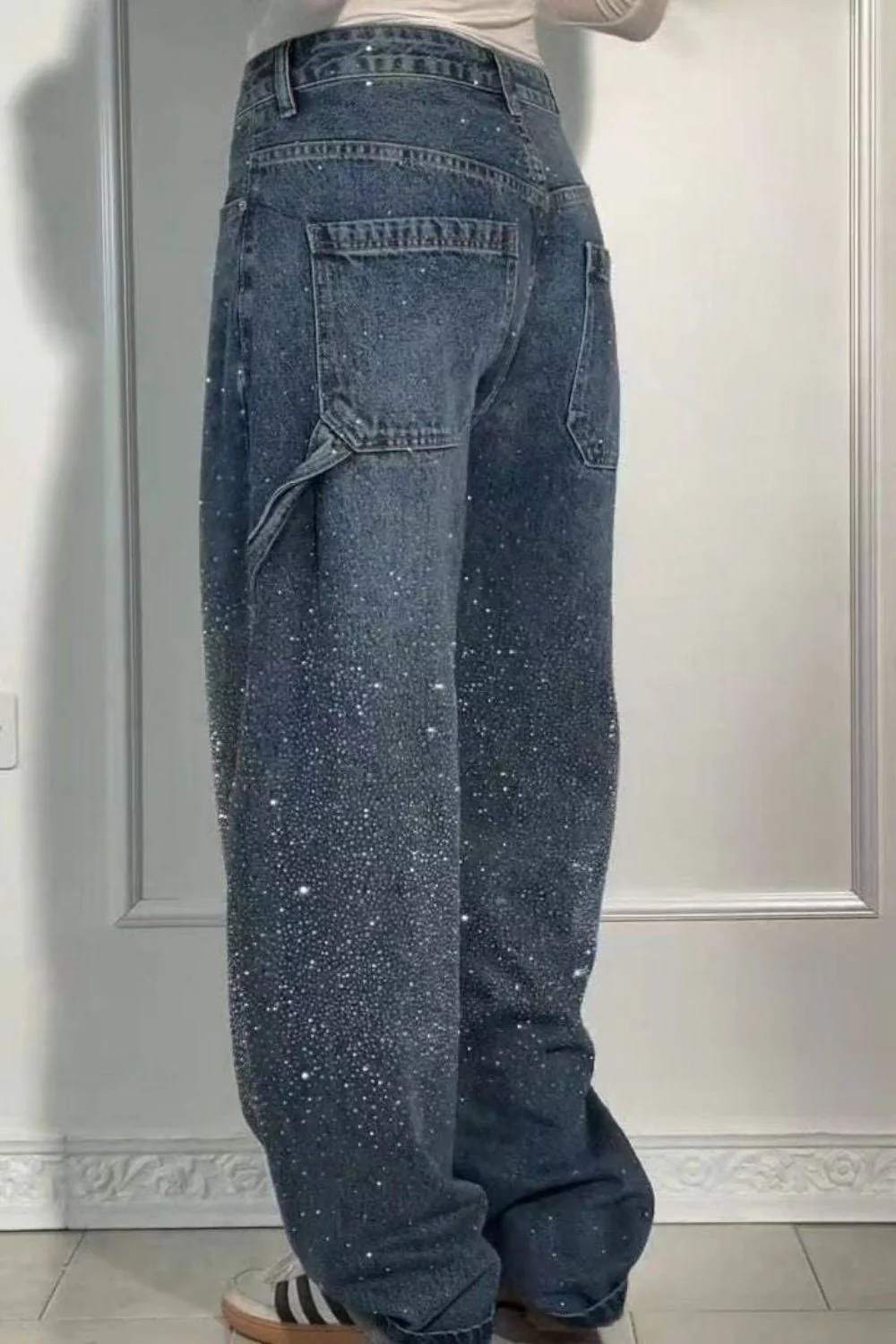 Heidi-Mode | Damen Gewaschene Jeans mit Strassdetails Im Weiten Schnitt - Image 3