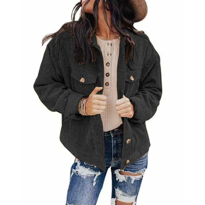 Heidi-Mode | Damen Jacke Cord Oversize Look mit Knöpfen und Brusttaschen - Image 6