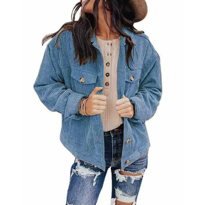 Heidi-Mode | Damen Jacke Cord Oversize Look mit Knöpfen und Brusttaschen - Image 7