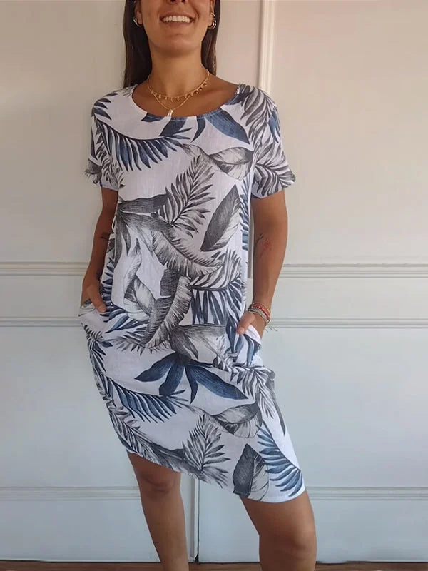 Heidi-Mode | Damenkleid Aus Baumwolle und Leinen mit Rundhalsausschnitt - Image 3