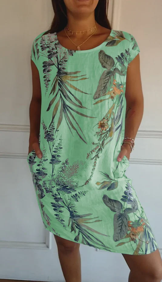 Heidi-Mode | Damenkleid Aus Baumwolle und Leinen mit Rundhalsausschnitt - Image 6