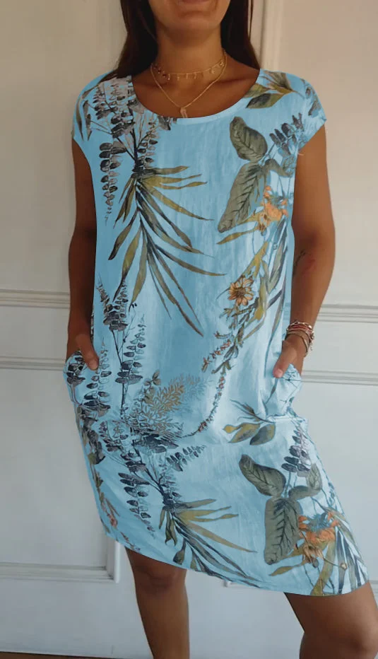 Heidi-Mode | Damenkleid Aus Baumwolle und Leinen mit Rundhalsausschnitt - Image 7