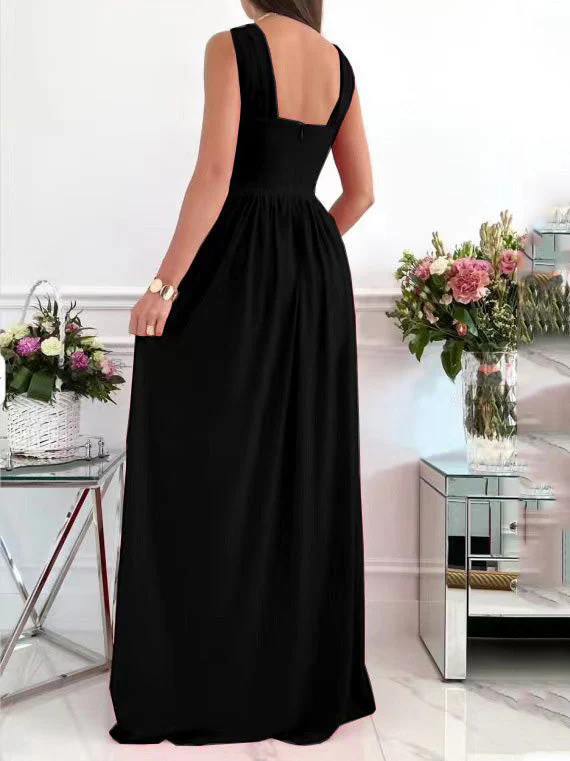 Heidi-Mode | Damenkleider Halsbinde Offener Rücken Ärmellos Schlitz Kleid - Image 2