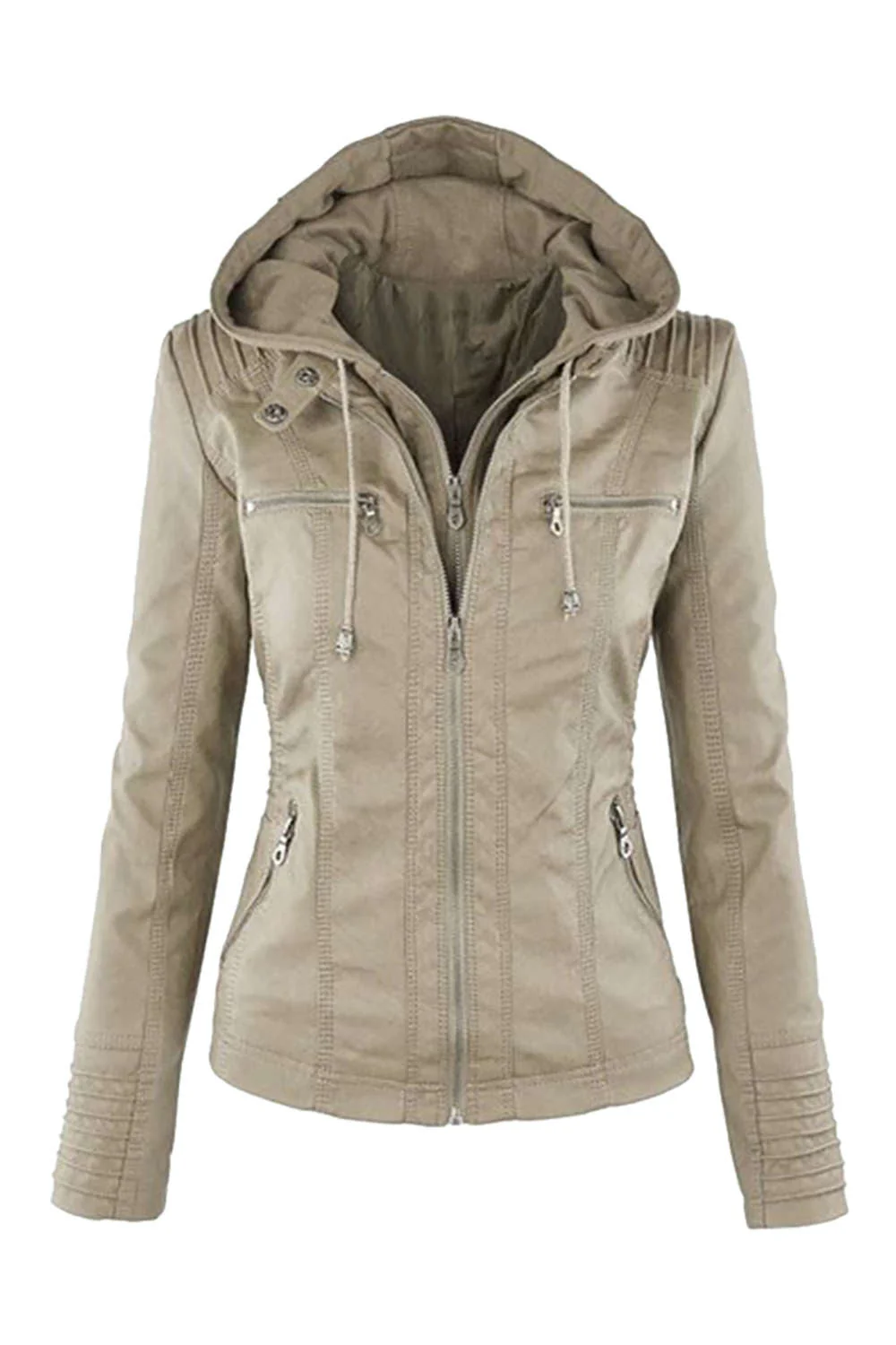 Heidi-Mode | Damen Kunstleder Kapuzenjacke mit Reißverschluss - Image 15