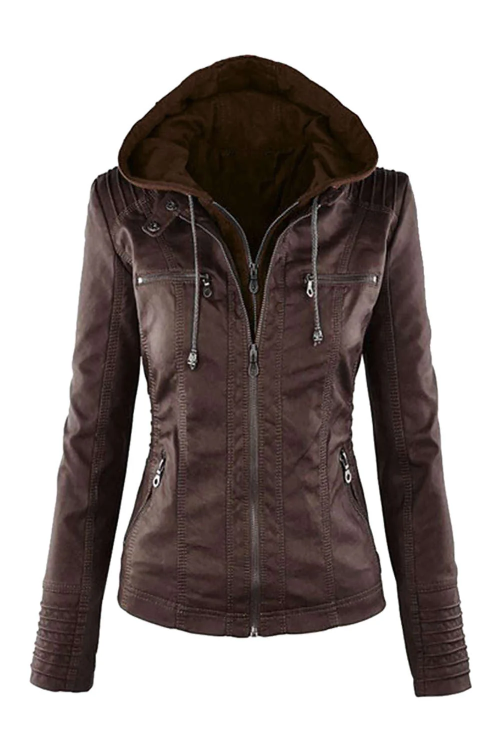 Heidi-Mode | Damen Kunstleder Kapuzenjacke mit Reißverschluss - Image 17