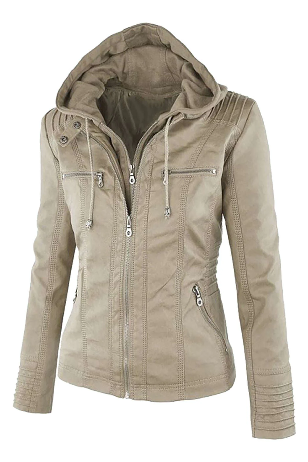 Heidi-Mode | Damen Kunstleder Kapuzenjacke mit Reißverschluss - Image 4