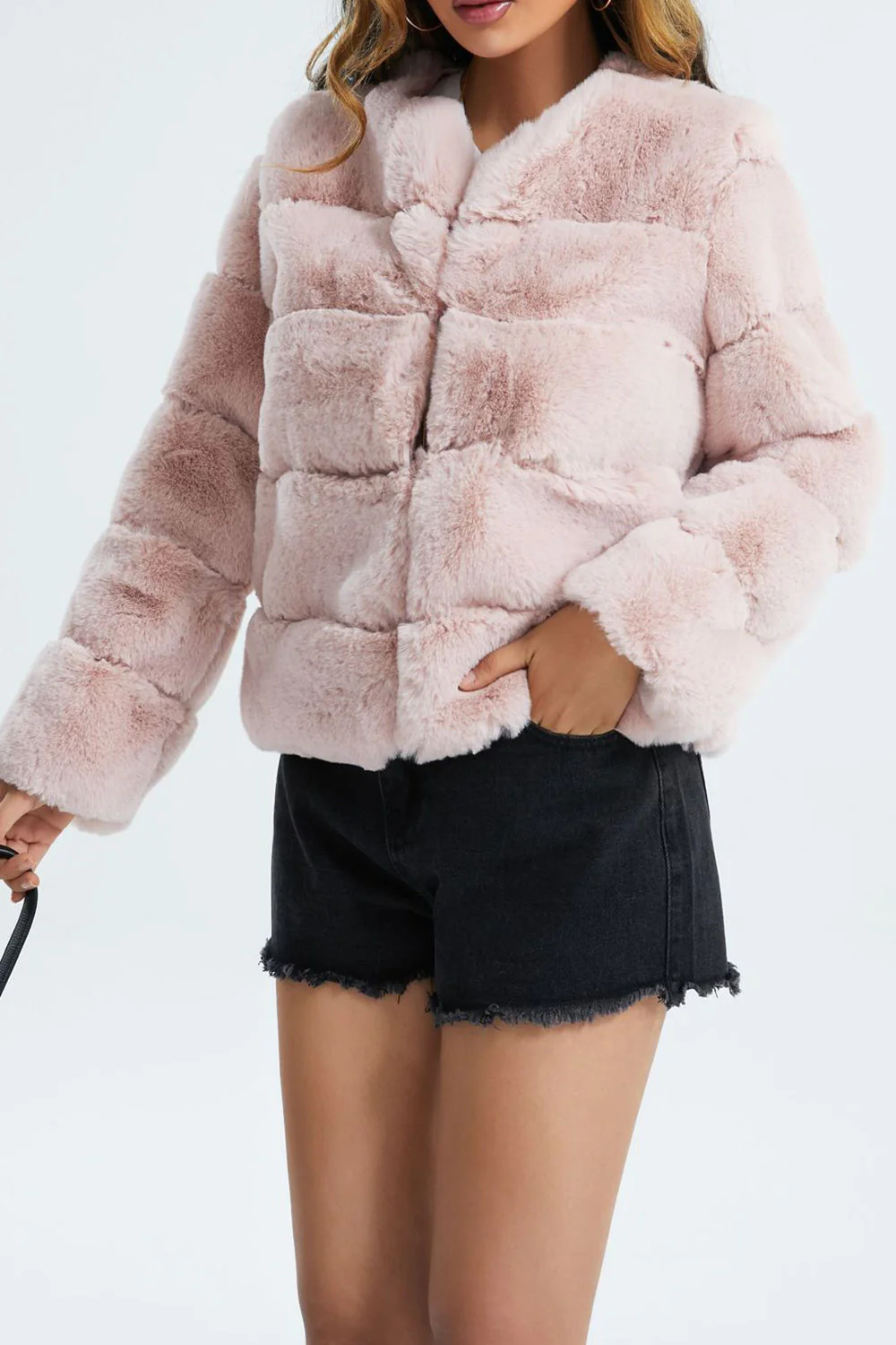 Heidi-Mode | Damen Kurze Kunstpelzjacke mit Revers und Weichem Stoff - Image 3