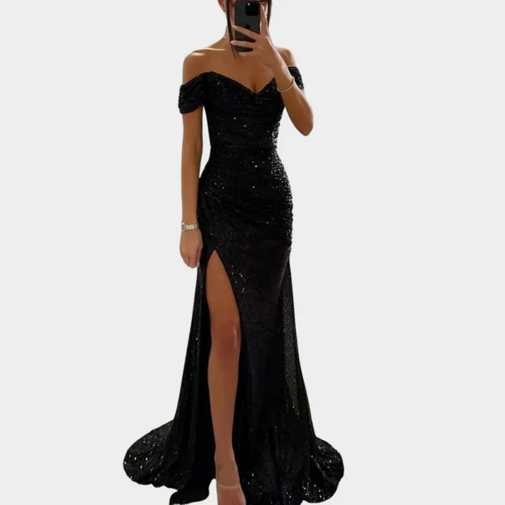 Heidi-Mode | Damen Lange Elegante Abendkleid mit Schlitz für Frauen - Image 2