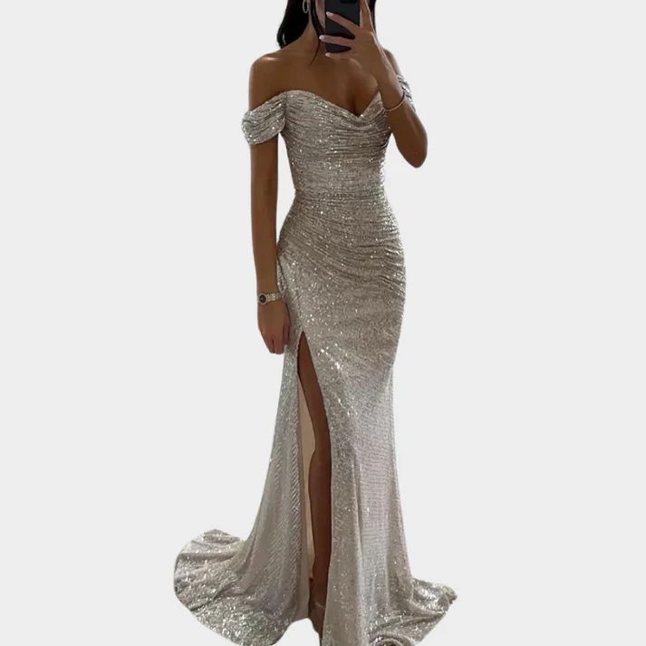 Heidi-Mode | Damen Lange Elegante Abendkleid mit Schlitz für Frauen - Image 3