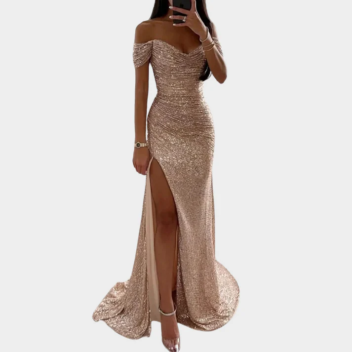 Heidi-Mode | Damen Lange Elegante Abendkleid mit Schlitz für Frauen - Image 5
