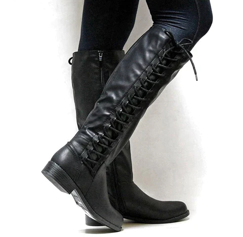 Heidi-Mode | Damen Lange Schnürstiefel für Herbst und Winter