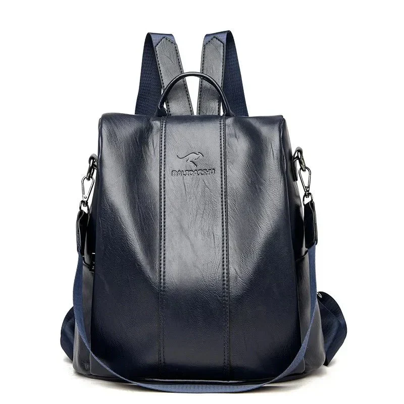 Heidi-Mode | Damen-Lederrucksack mit Dickem und Strapazierfähigem Pu-Leder, Weichen Tragegurten, Mehreren Reißverschlussfächern - Image 2