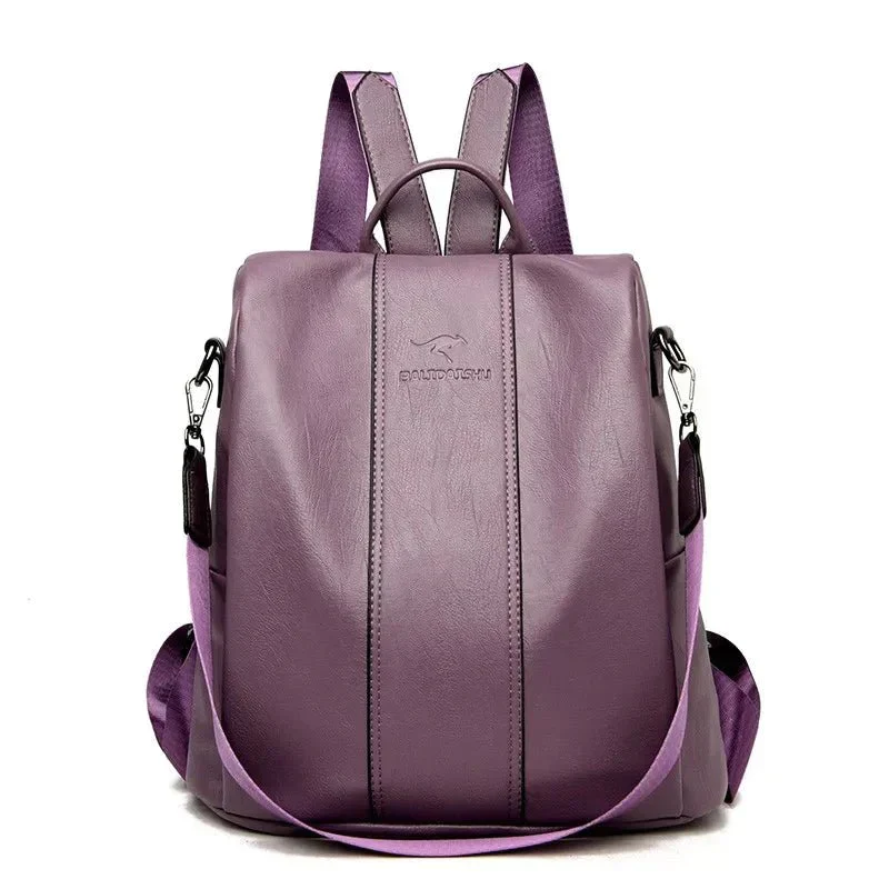 Heidi-Mode | Damen-Lederrucksack mit Dickem und Strapazierfähigem Pu-Leder, Weichen Tragegurten, Mehreren Reißverschlussfächern - Image 3