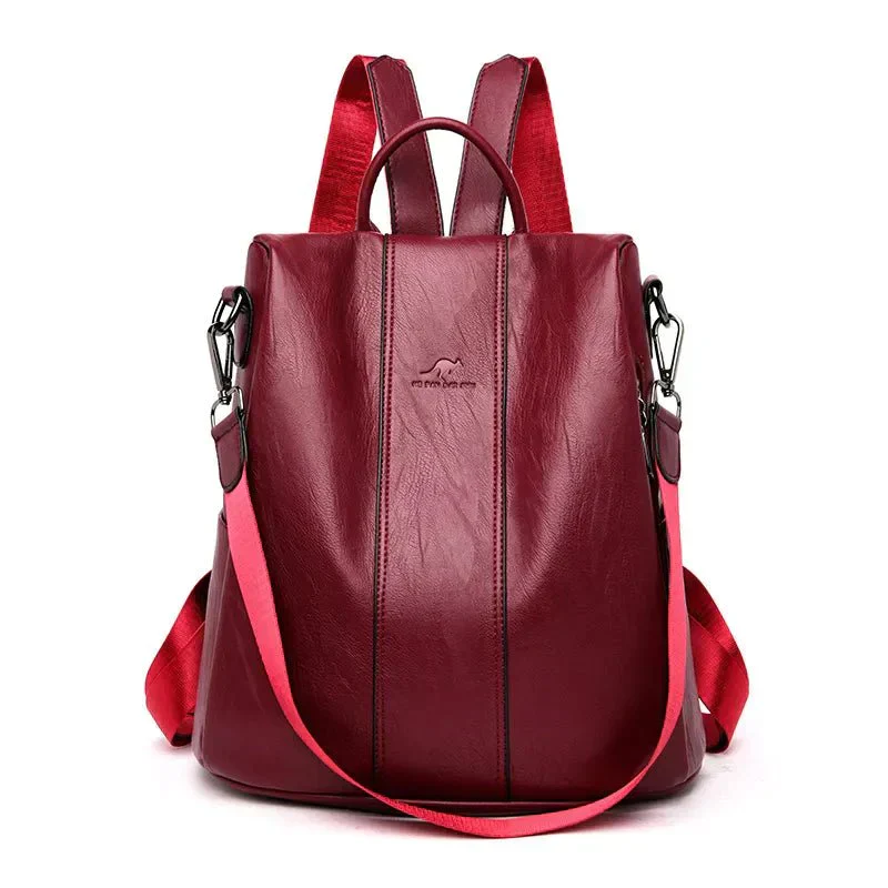 Heidi-Mode | Damen-Lederrucksack mit Dickem und Strapazierfähigem Pu-Leder, Weichen Tragegurten, Mehreren Reißverschlussfächern - Image 4