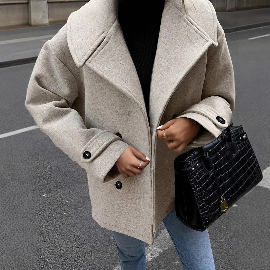 Heidi-Mode | Damen Lockere Jacke Aus Wollmix mit Knopfverschluss - Image 2