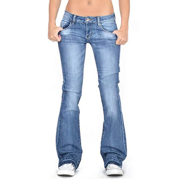 Damen Denim Low-Rise Flared Jeans mit Lässigem Vintage-Look & Ausgestelltem Bein Heidi-Mode - Image 10