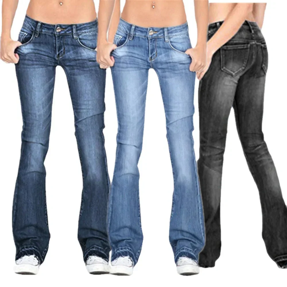Damen Denim Low-Rise Flared Jeans mit Lässigem Vintage-Look & Ausgestelltem Bein Heidi-Mode - Image 14