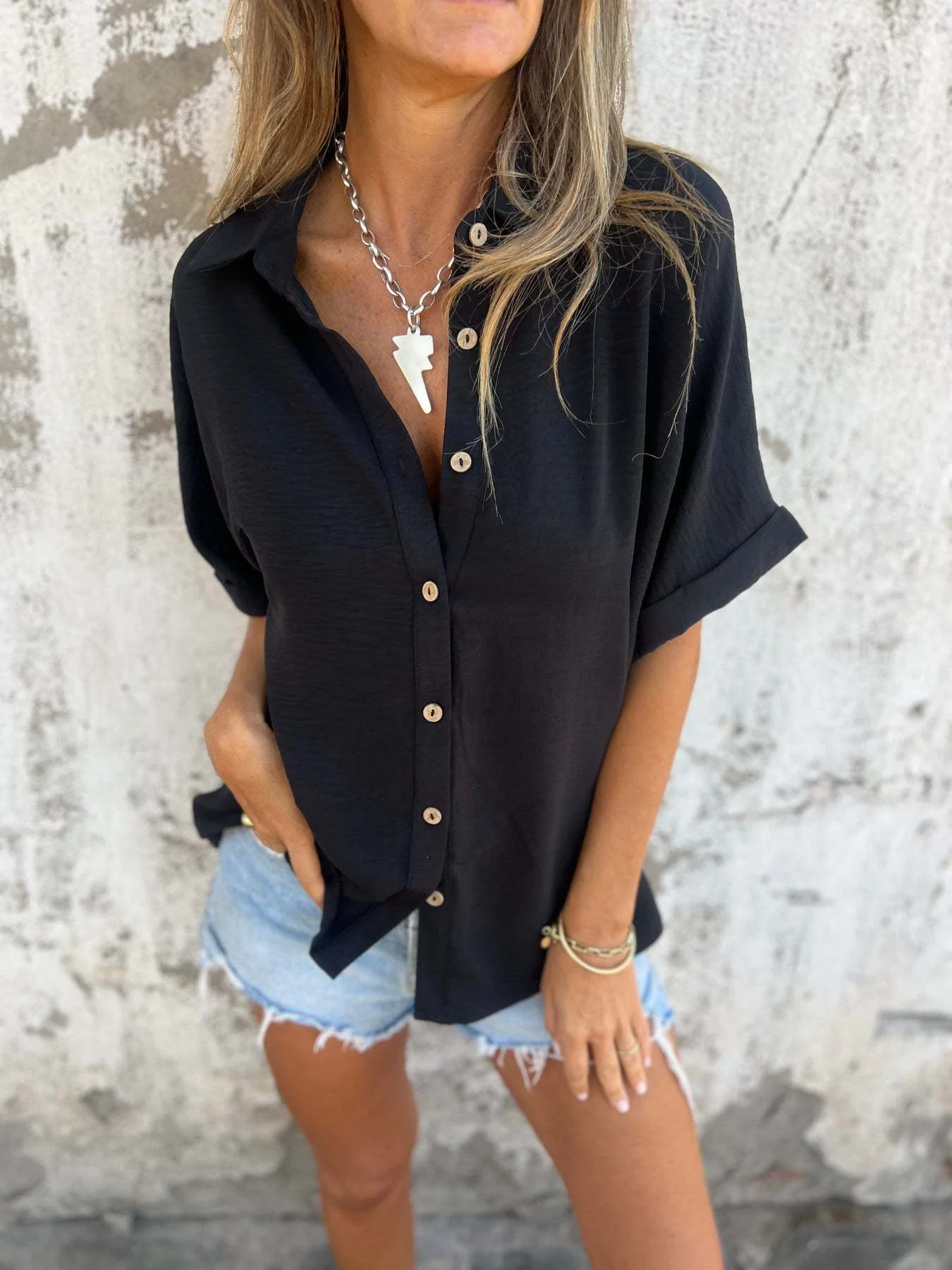 Heidi-Mode | Damen Modische Bluse mit Ganzflächigem Knopfverschluss und Legerem Schnitt - Image 6