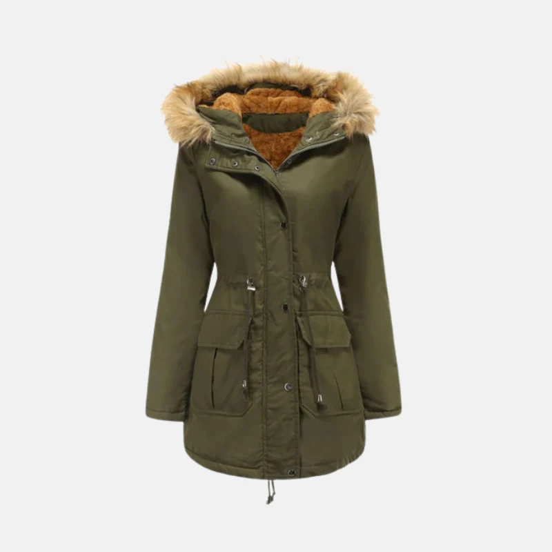 Heidi-Mode | Damen Parka Winterjacke mit Fleece-Futter und Kunstfellkapuze - Image 5