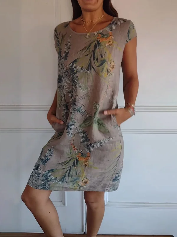 Heidi-Mode | Damen Bedrucktes Baumwoll- und Leinenkleid - Image 2