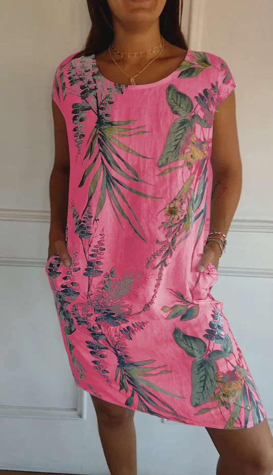 Heidi-Mode | Damen Bedrucktes Baumwoll- und Leinenkleid - Image 4