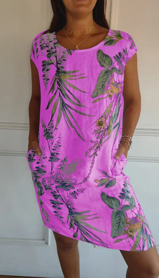 Heidi-Mode | Damen Bedrucktes Baumwoll- und Leinenkleid - Image 5