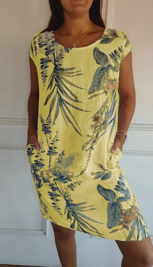 Heidi-Mode | Damen Bedrucktes Baumwoll- und Leinenkleid - Image 8