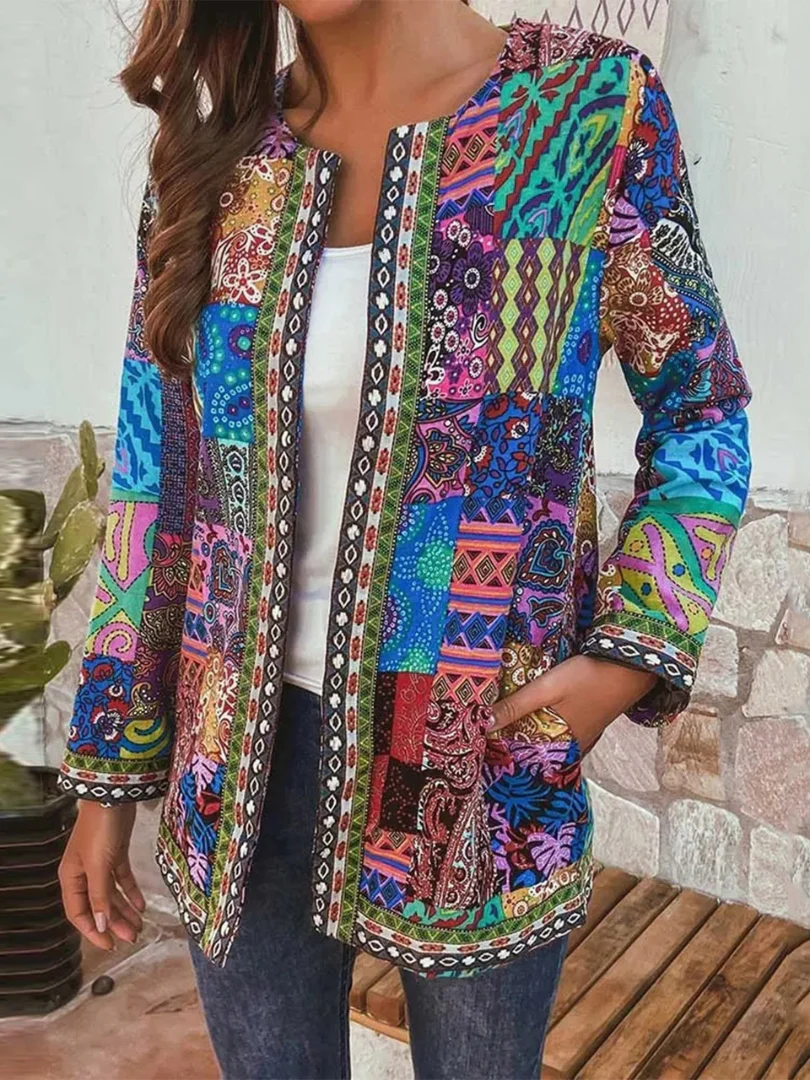 Heidi-Mode | Damen Ethnischer Blumenmantel Jacke - Image 10