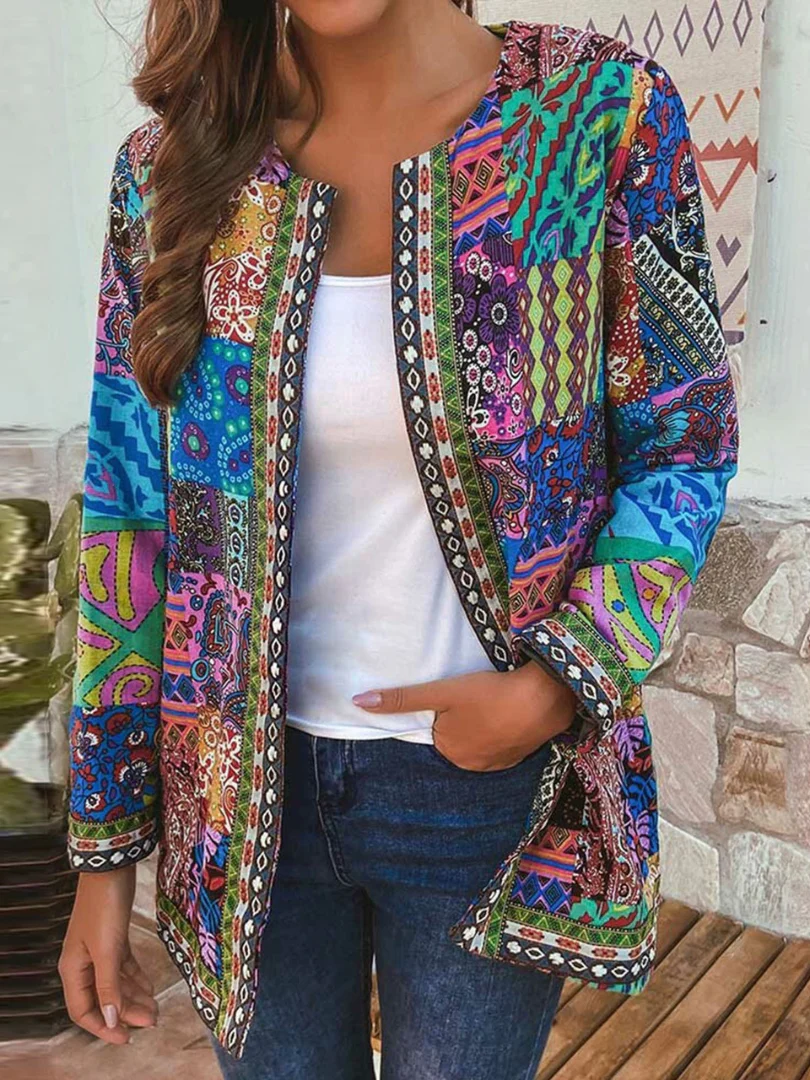 Heidi-Mode | Damen Ethnischer Blumenmantel Jacke - Image 4