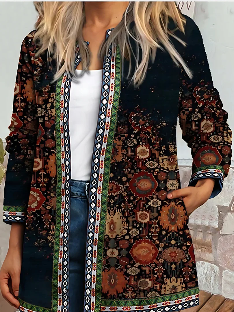Heidi-Mode | Damen Ethnischer Blumenmantel Jacke - Image 5