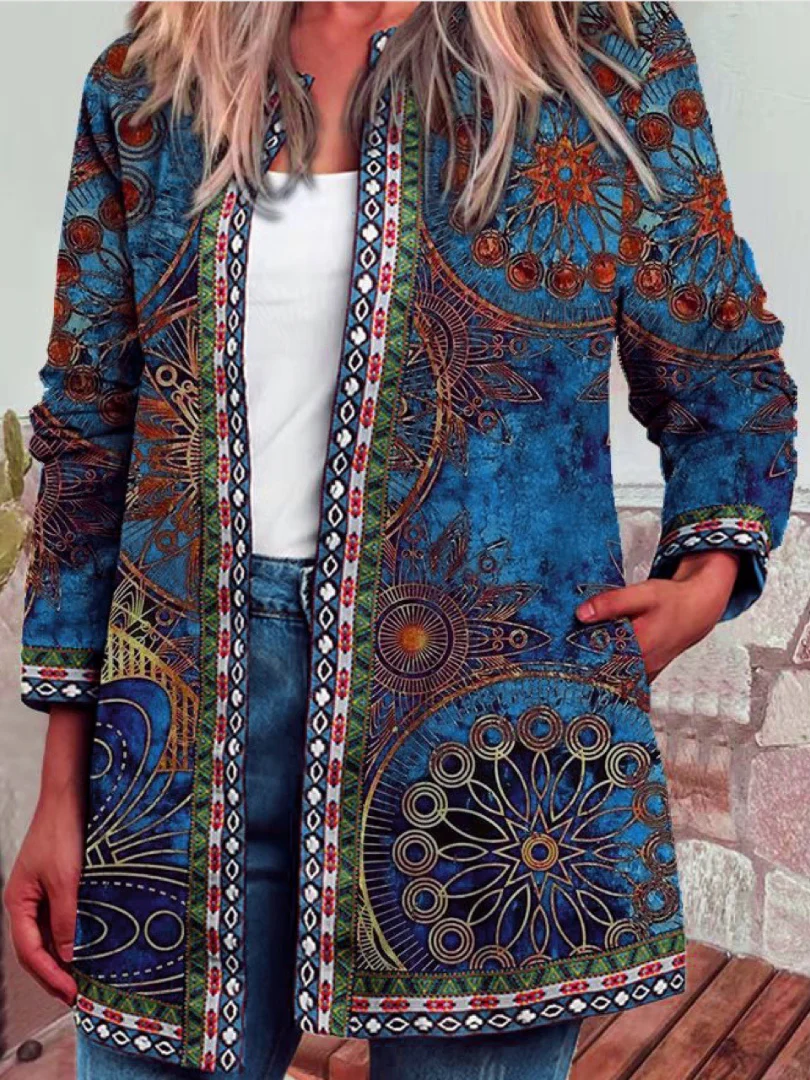 Heidi-Mode | Damen Ethnischer Blumenmantel Jacke - Image 8