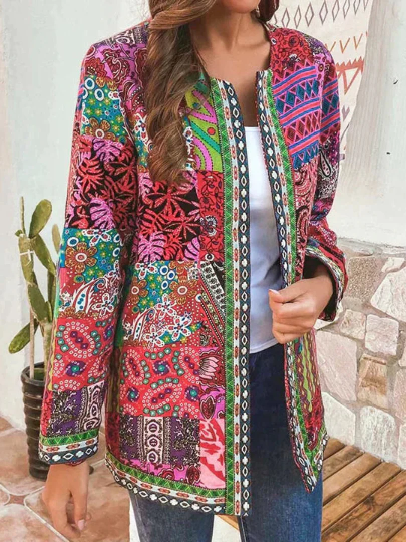 Heidi-Mode | Damen Ethnischer Blumenmantel Jacke - Image 9