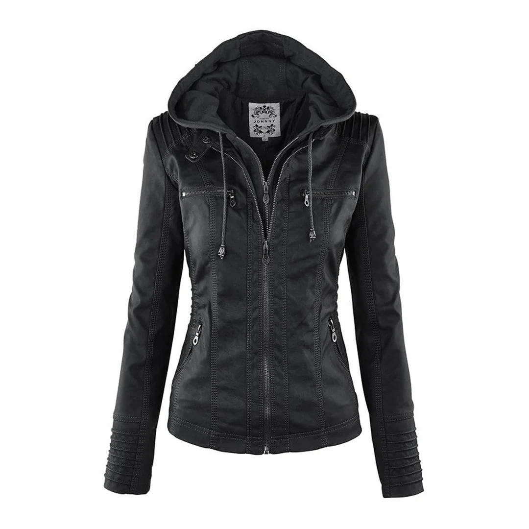 Heidi-Mode | Lederjacke - Mit Kapuze & Slim-Fit - Image 4