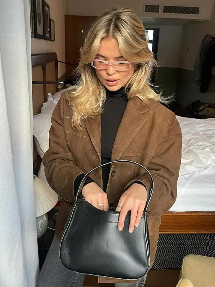 Heidi-Mode | Übergroßer brauner Trenchcoat mit breitem Revers Ideal für Herbst/Winter