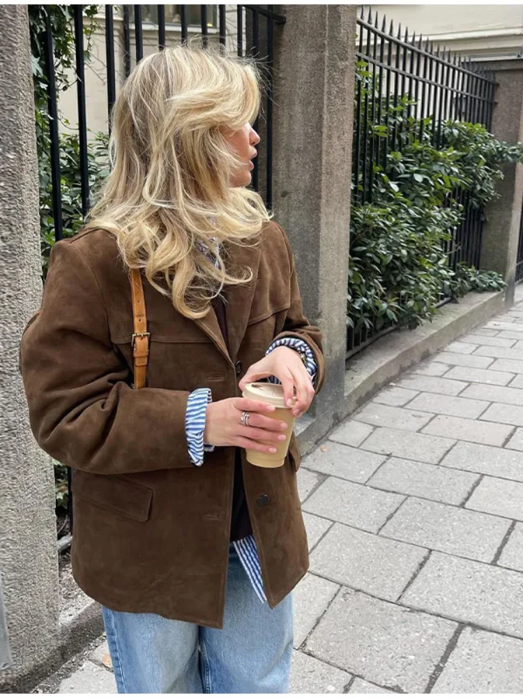 Heidi-Mode | Übergroßer brauner Trenchcoat mit breitem Revers Ideal für Herbst/Winter - Image 8