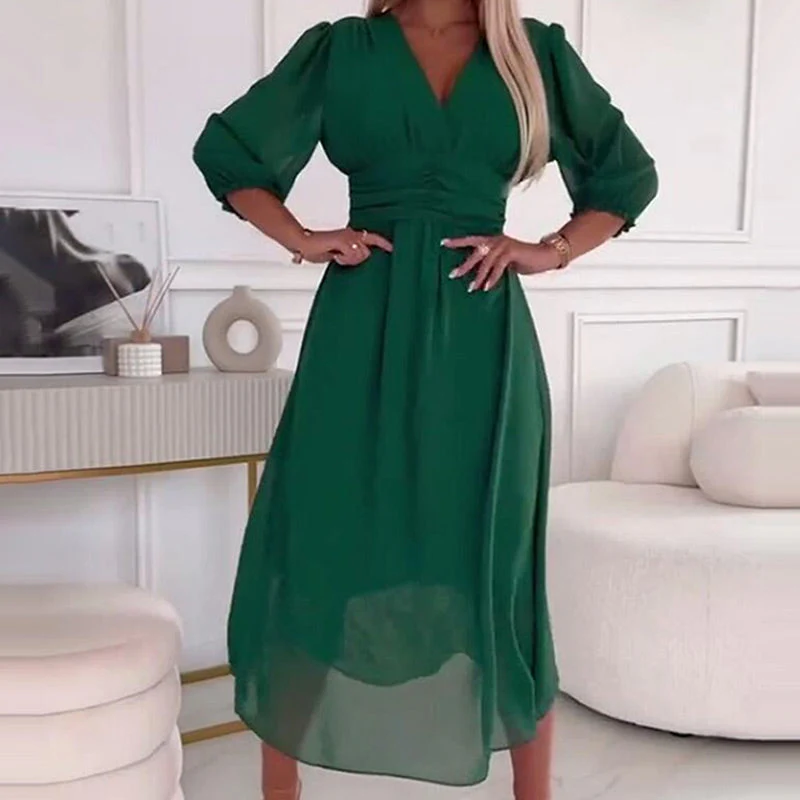 Heidi-Mode | Damen V-Ausschnitt Leichte Chiffon Kleider - Image 2