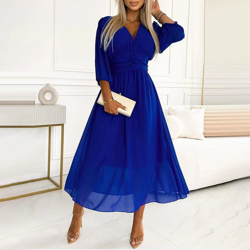 Heidi-Mode | Damen V-Ausschnitt Leichte Chiffon Kleider - Image 5