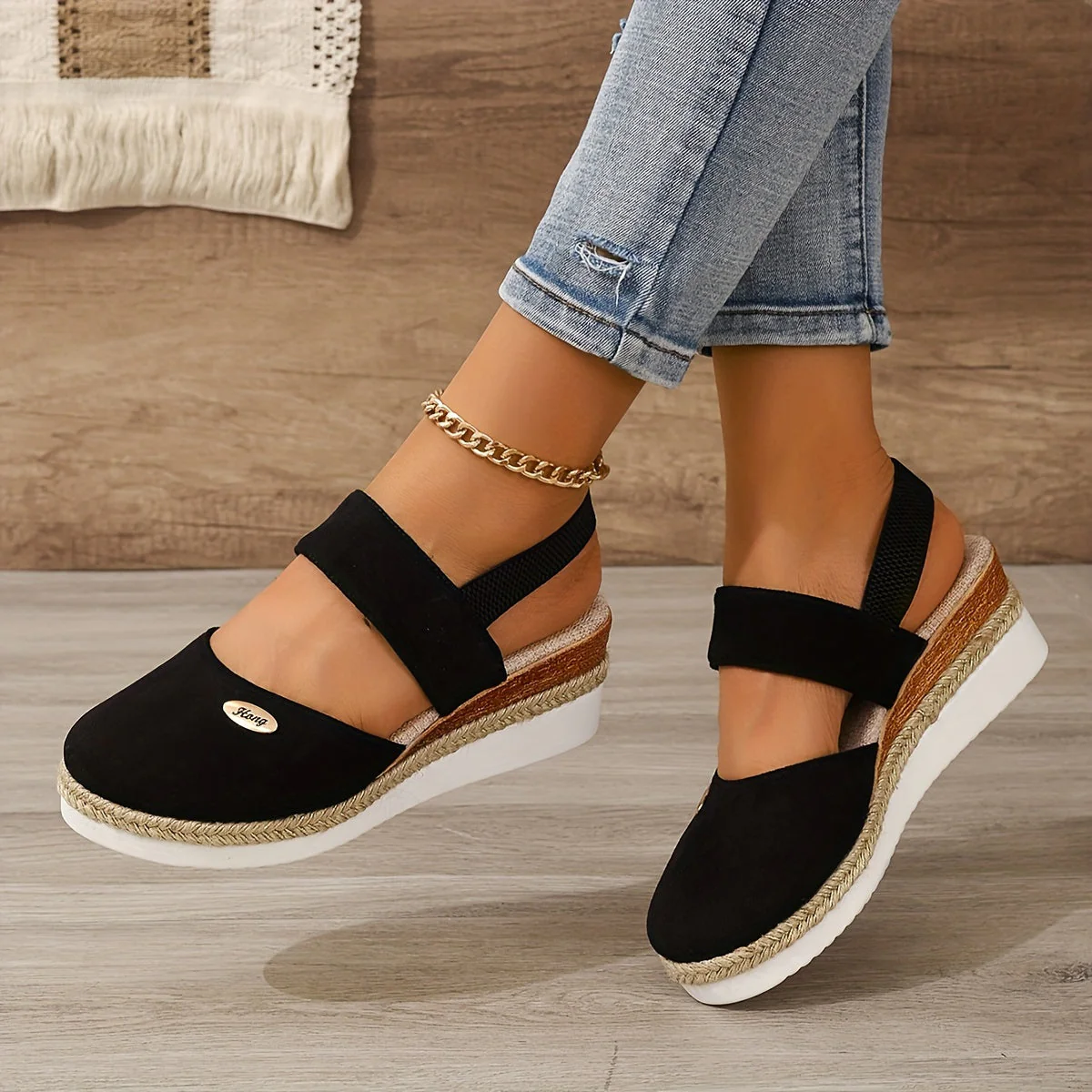 Heidi-Mode | Damen Sandalen Auf Plattform: Rutschfest, Geschlossene Zehe, Elastischer Riemen - Image 29