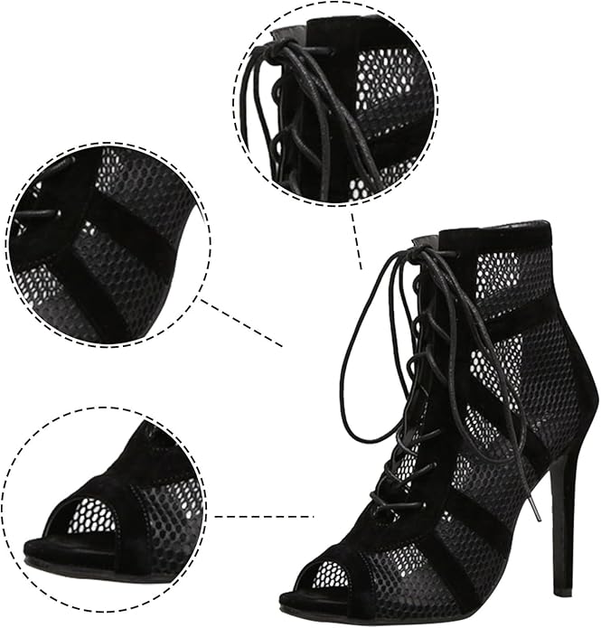 Heidi-Mode | Damen Sandaletten mit Hohen Absätzen - Verführerische Spitze und Mesh für Den Perfekten Party-Look - Image 4