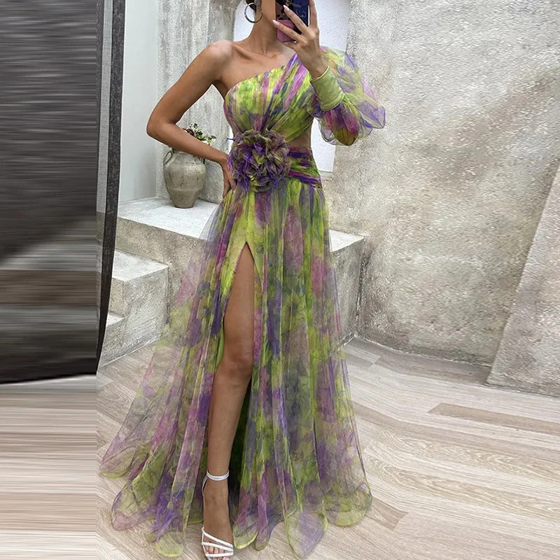 Heidi-Mode | Damen Schulterfreies Partykleid mit Print - Image 3