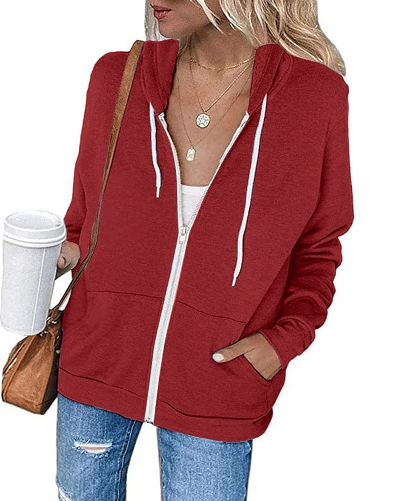 Heidi-Mode | Damen Schwarzer Zip-Kapuzenpulli - Image 4